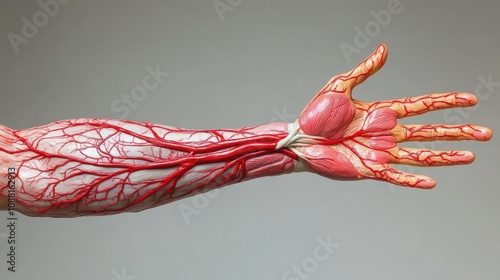 Human Arm Model with Arteries and Veins Visualization photo