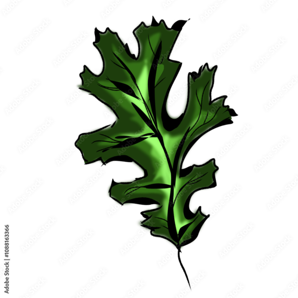 Fototapeta premium A simple, line-art illustration of a leaf3