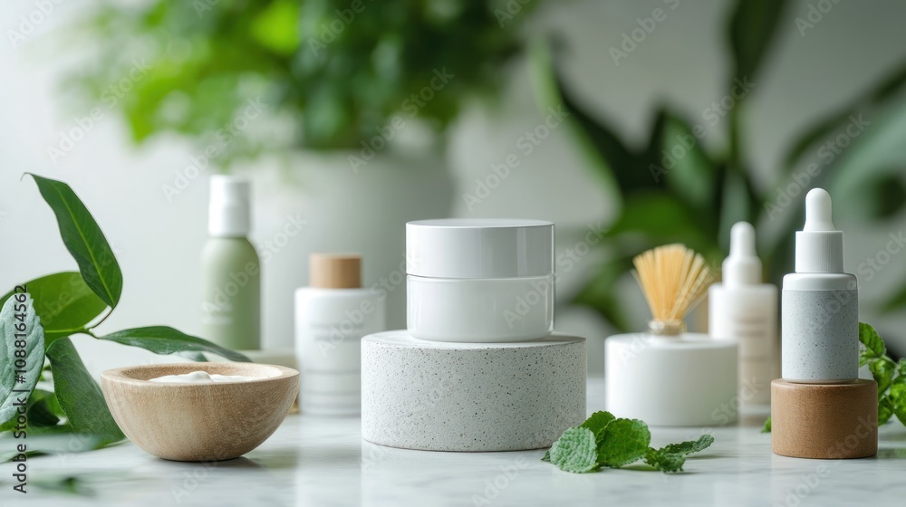 Natural Skincare Products with Green Plants Natural Skincare Products with Green Plants