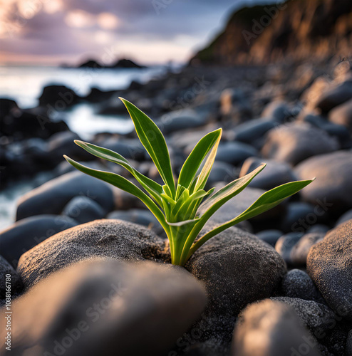 plant on the shore of the beach