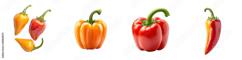 Sweet pepper isolated on white background. Mix Collection Png. Sweet pepper isolated on white background. Mix Collection Png.