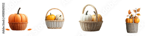 Wallpaper Mural Pumpkin in a basket isolated on white background. Mix Collection Png. Torontodigital.ca