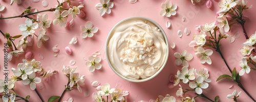 Natural Skincare Cream Surrounded by Flowers