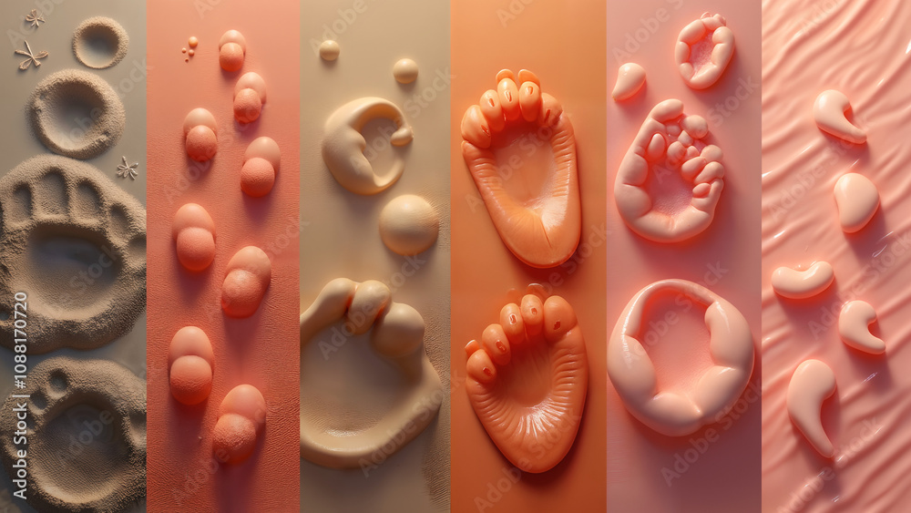 Flamingo Footprints on Vibrant Sandy Terrain Flamingo Footprints on Vibrant Sandy Terrain