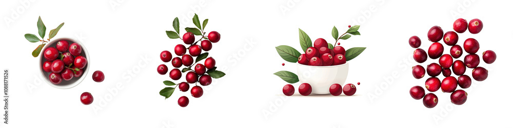 Cranberries isolated on white background. Mix Collection Png. Cranberries isolated on white background. Mix Collection Png.