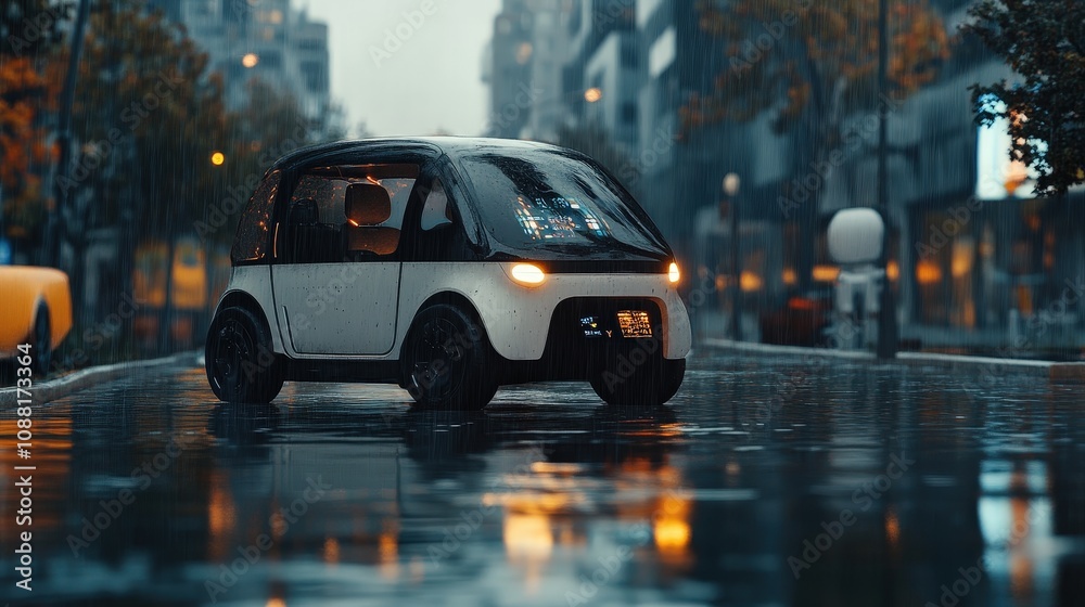 A compact, smart water-powered car with eco-friendly materials, interactive fuel level display, and innovative water-to-energy technology, making it ideal for city use A compact, smart water-powered car with eco-friendly materials, interactive fuel level display, and innovative water-to-energy technology, making it ideal for city use