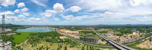 Wallpaper Mural New construction site with crane and mechanical equipments on blue sky background, Infrastructure of high-speed train construction site of Chinese made FuxingHao, base from CR400AF for transportation. Torontodigital.ca