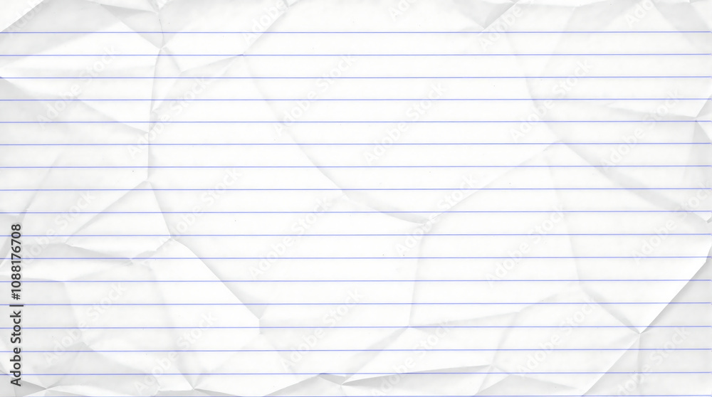 Crumpled lined paper texture with folds and creases, creating a distressed and textured background. Ideal for notes, writing, or design projects. Crumpled lined paper texture with folds and creases, creating a distressed and textured background. Ideal for notes, writing, or design projects.