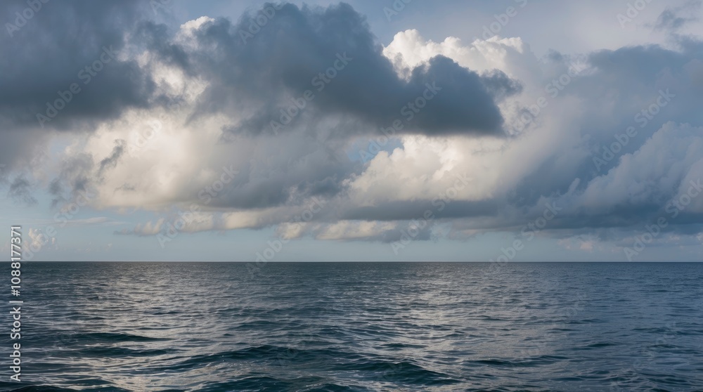 Calm weather on sea or ocean with clouds - generative ai Calm weather on sea or ocean with clouds - generative ai