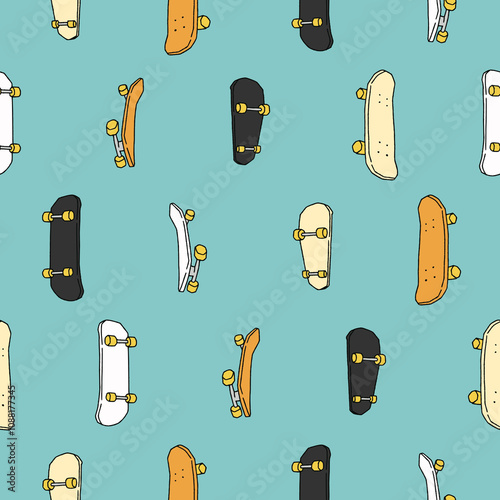 Collection of Skateboard Vector Seamless Pattern illustration for Print, Wallpaper, Decoration.