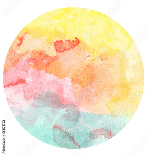 Watercolor hand painted circles texture. Watercolour circle elements for design.