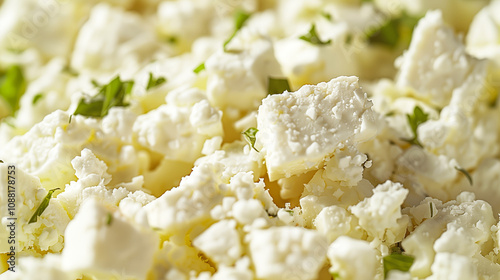 Soft, Grainy Feta Cheese Crumbled into Salad for Texture.