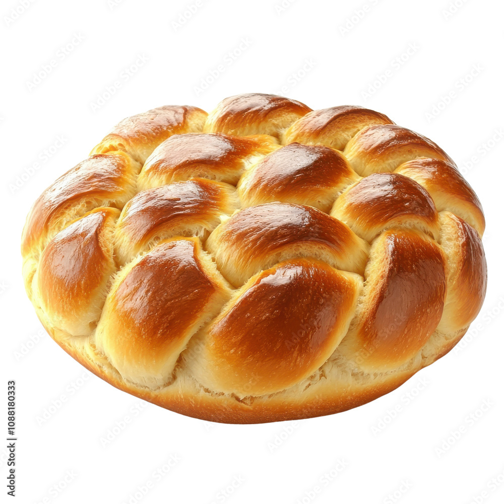 Freshly baked challah bread with golden, glossy crust Freshly baked challah bread with golden, glossy crust