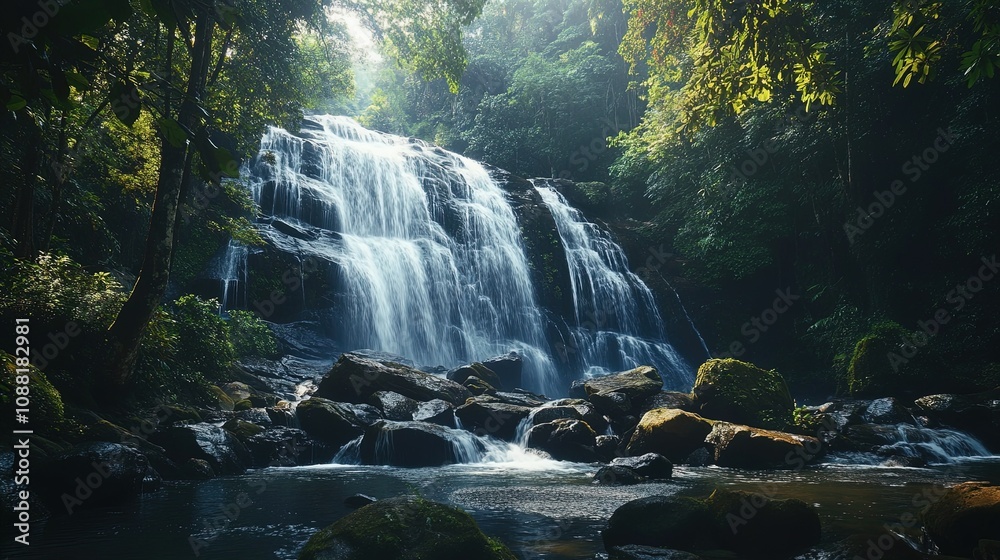 Beauty in nature, amazing waterfall in tropical forest of national park, Thailand Beauty in nature, amazing waterfall in tropical forest of national park, Thailand