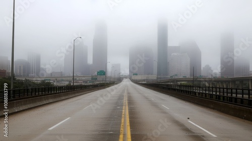 Empty express lane on highway during off-peak hours, symbolizing efficiency and opportunity in a calm, uncluttered environment. photo