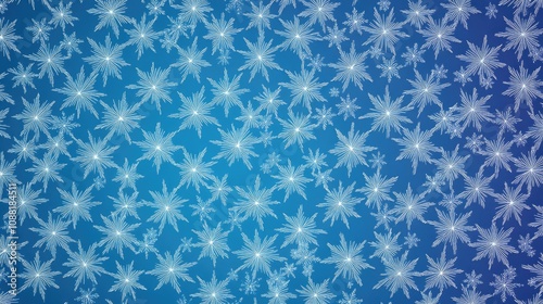 Wallpaper Mural Elegant seamless pattern of white line snowflakes on a gradient blue background, creating a festive winter atmosphere. Torontodigital.ca