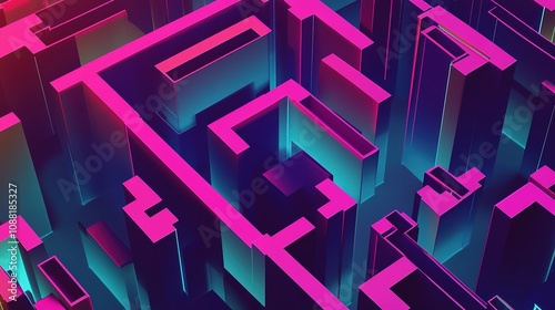 Intricate Pixel Maze Design with Vibrant Colors and Abstract Geometric Patterns, Featuring a Complex Labyrinthine Layout for Puzzle and Game Concepts.
