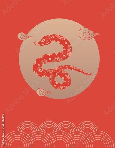 Traditional Chinese Year of the Snake illustration vector 2025