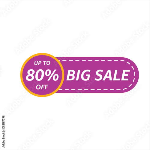 Up to 80 percent Off Big Sale Purple and Yellow Label