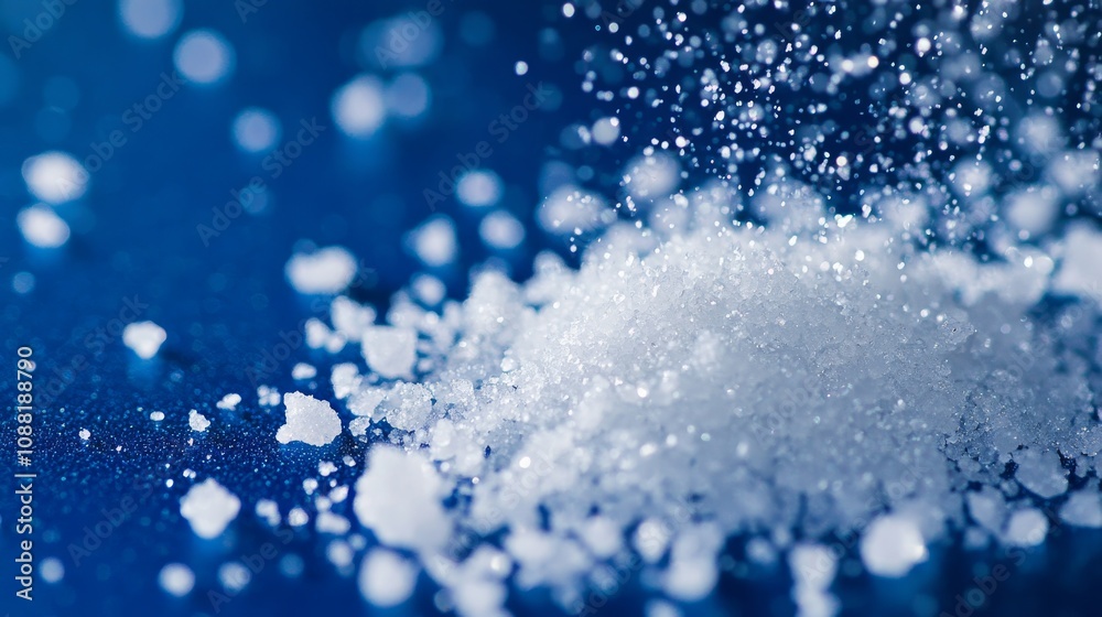 40.A macro shot of a toppled saltshaker, with fine grains of white salt spilled in all directions on a deep blue background. The texture of the salt is detailed and crystalline, contrasting sharply 40.A macro shot of a toppled saltshaker, with fine grains of white salt spilled in all directions on a deep blue background. The texture of the salt is detailed and crystalline, contrasting sharply