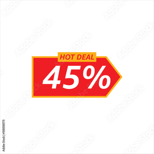 Hot Deal 45 percent Off Red and Yellow Arrow Discount Badge