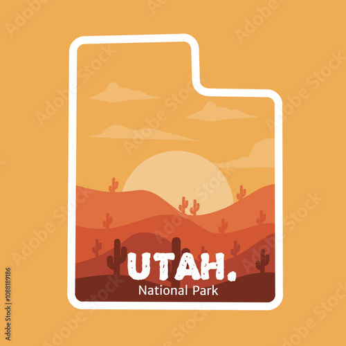 Utah Desert with Sunset Scenery Perfect for Sticker, etc