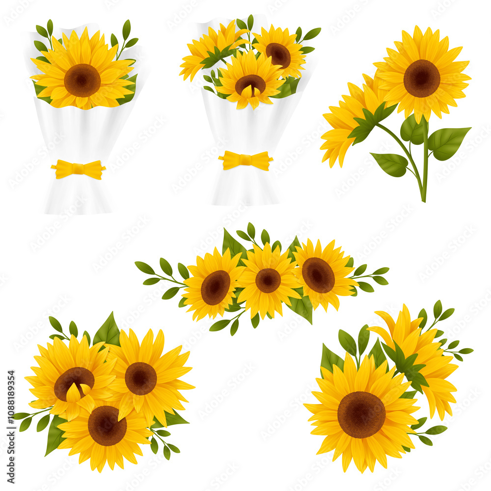 set of sunflowers set of sunflowers