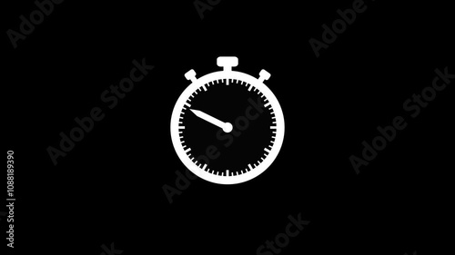 Stopwatch Timer s animation icon on black background.