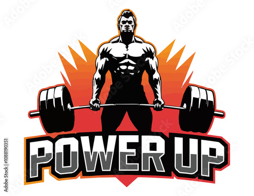 Dynamic Fitness Logo with Deadlift and Power Theme
