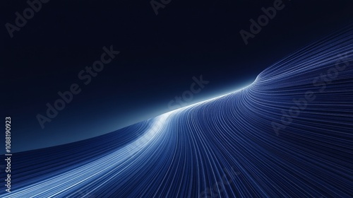 Wallpaper Mural A symmetrical blue background with speed lines, light blue and black gradient colors, a white curved straight road, minimalist style, high resolution, and a dynamic technological atmosphere. Torontodigital.ca