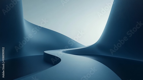 A symmetrical blue background with speed lines, light blue and black gradient colors, a white curved straight road, minimalist style, high resolution, and a dynamic technological atmosphere.