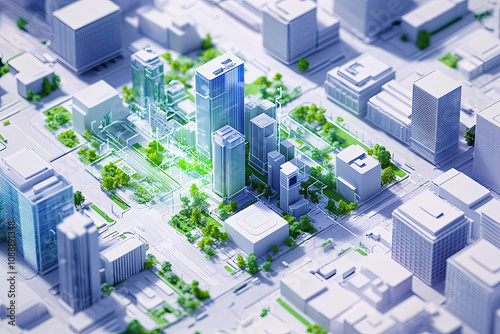 Digital twin technology for smart city management. Engineers urban planners and data analysts using virtual simulations to optimize urban environments