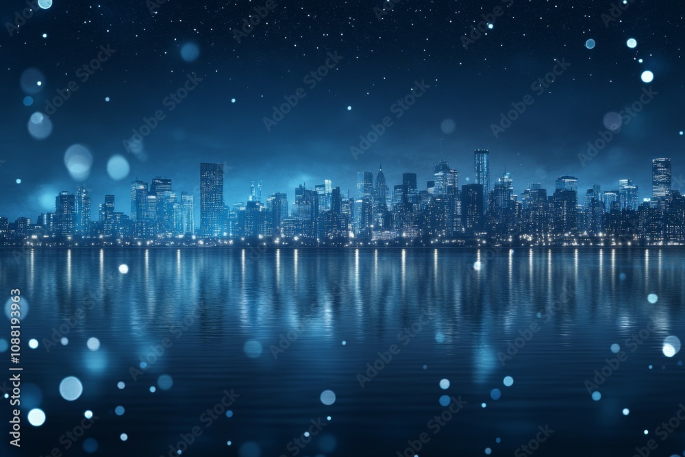 Midnight Skyline with Sparkling Effects Midnight Skyline with Sparkling Effects