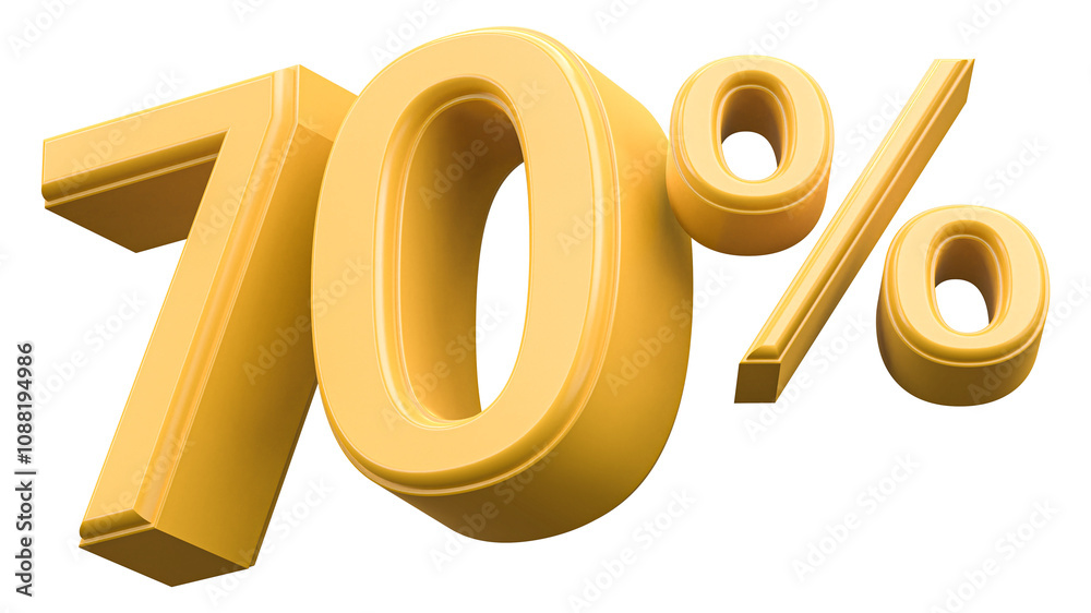 70 Percent Off Discount Gold Number 3D Render 70 Percent Off Discount Gold Number 3D Render