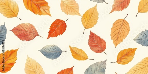 Autumn Leaf Seamless Pattern Fall Foliage Background Texture