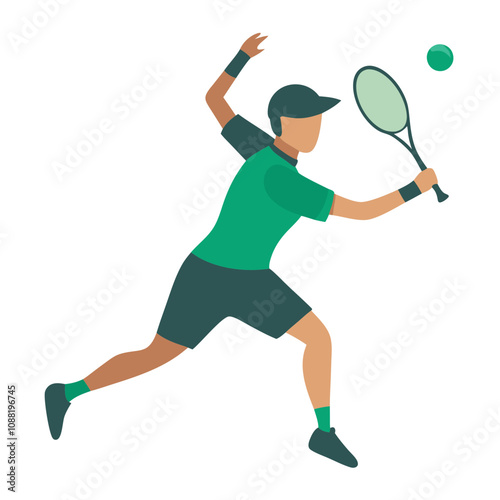 Tennis Forehand Player Vector Illustration.