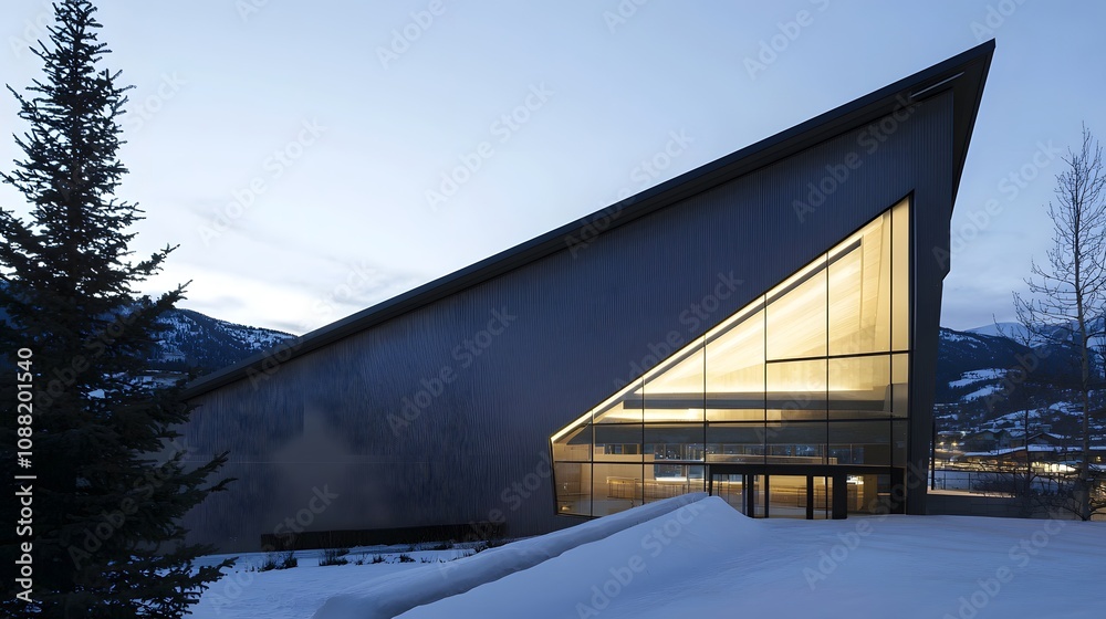 Ultra-Modern Geometric Building with Rectangular Windows and Clean Lines