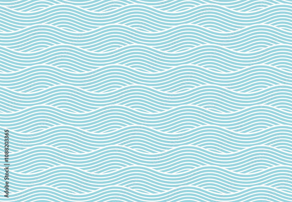 Seamless pattern with blue waves