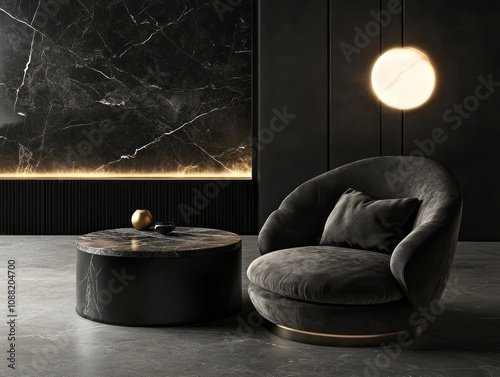 Modern Black Velvet Chair A...