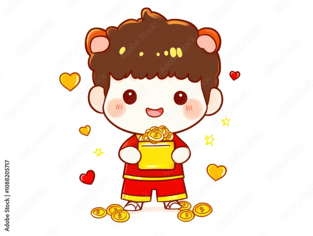 Fototapeta premium Celebrating Lunar New Year Cai Shen’s Wealthy Blessings for Generative AI Success Home and Happiness