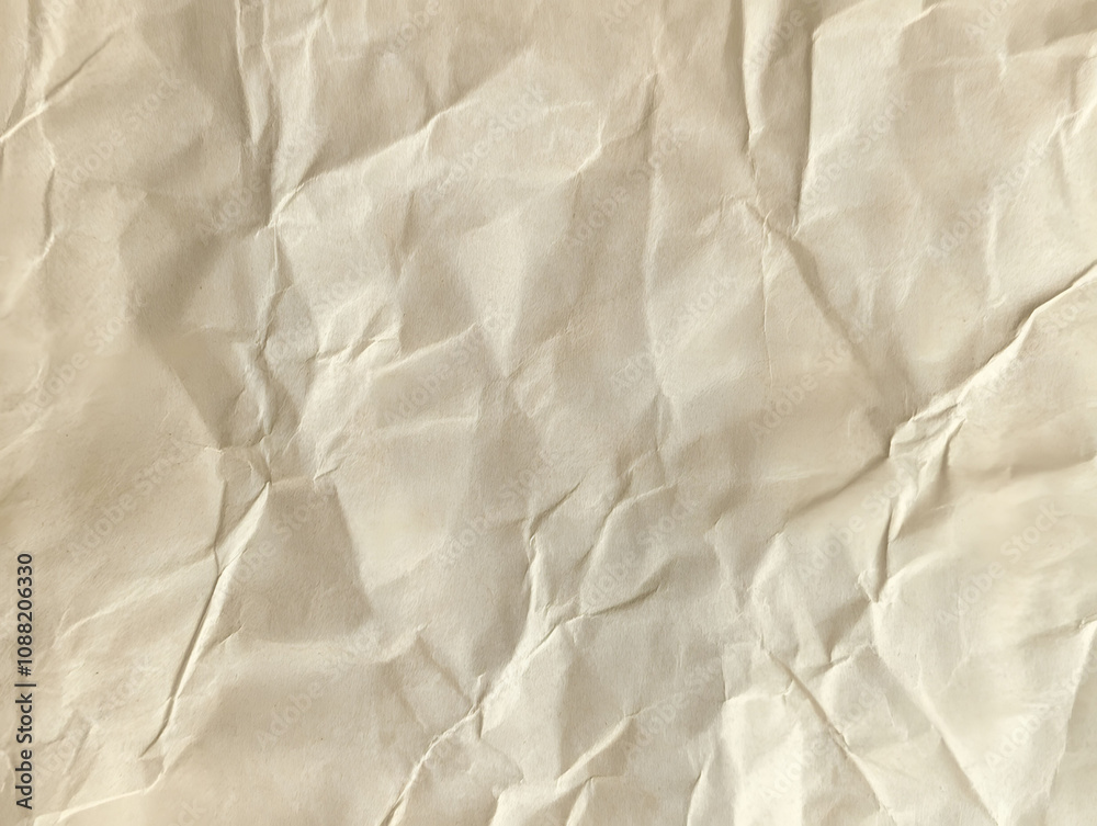 Obraz premium Wrinkled paper texture background, versatile for various design applications, copy space