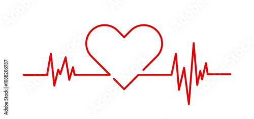 heartbeat pulse heart shape. cardio health line