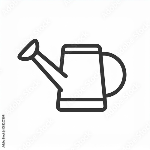 black outline of watering can black icon linear isolated on white