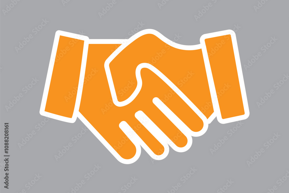 Fototapeta premium Handshake icon in black outline, business agreement concept
