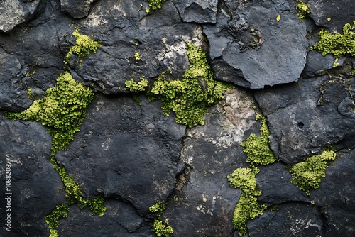 Closeup of Lichen on Weathered Rock Surface for Natural Texture and Organic Patterns : Generative AI