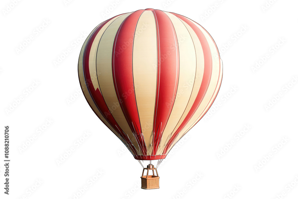 Naklejka premium 3D Hot Air balloon isolated on a white background, cutout PNG