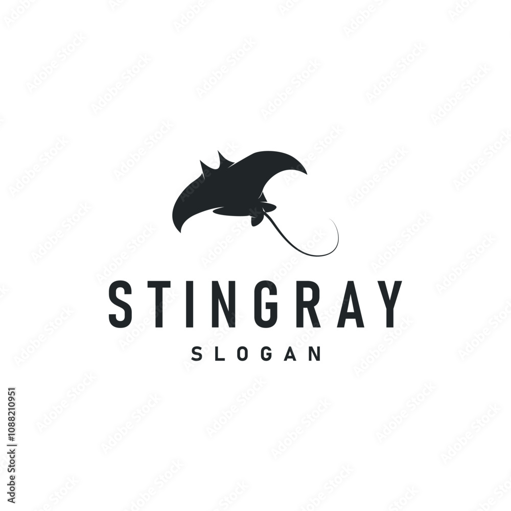 Stingray fish logo ocean animal design simple black manta silhouette illustration Stingray fish logo ocean animal design simple black manta silhouette illustration
