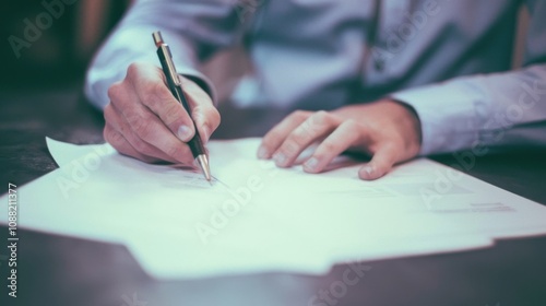 Close up business man signing contract