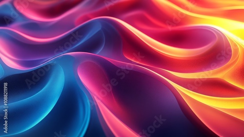 Abstract colorful wavy background with glowing light.