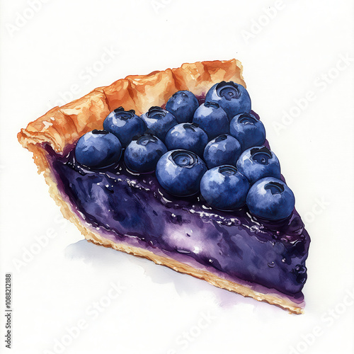 Obraz na płótnie Delicious slice of blueberry pie with fresh blueberries on top w salonie